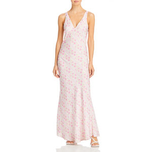 NWT LoveShackFancy Iliana Maxi Dress Pink Floral Print V-Neck $495 - Size S